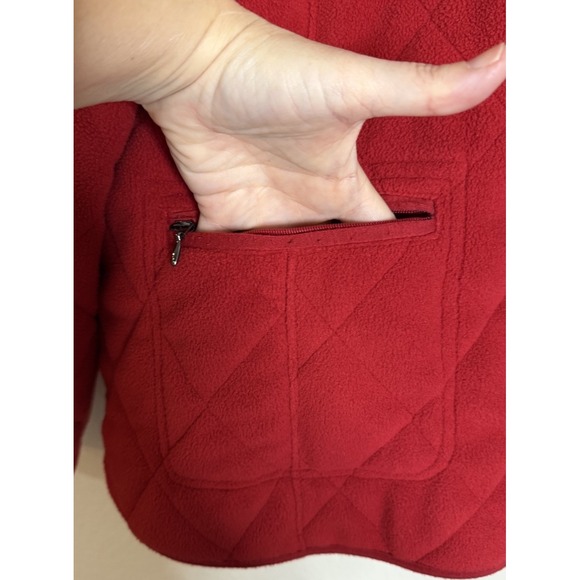 Charter Club Womens XL Red Quilted Jacket Coat Full Zip Pockets Preppy Going Out - Picture 3 of 7